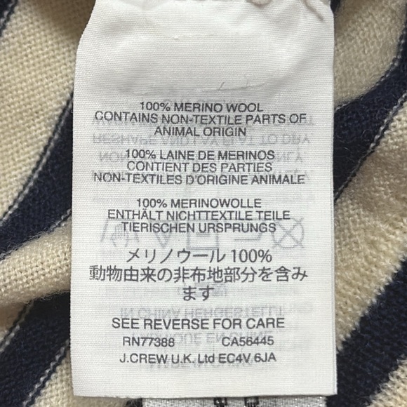 (R6)J. Crew Navy
Stripe 3/4 Sleeve Beaded
Neckline Merino Wool
Sweater,Sz L - Picture 12 of 13